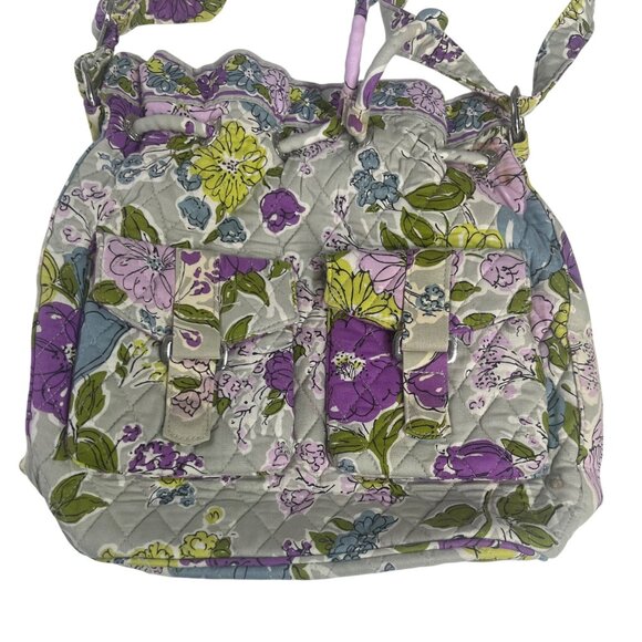Vera Bradley Daisy Hipster Crossbody Tote Bag Hobo Quilted Purple Blue - Picture 3 of 7